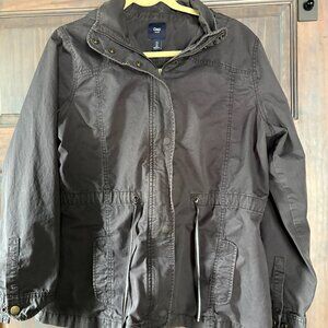 Gap Canvas Zip Up hooded jacket- black Size Large